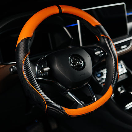 Premium Faux Leather Steering Wheel Cover – Universal 14.5 to 15 Inch Fit for Cars, SUVs (7685)