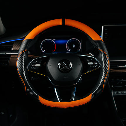 Premium Faux Leather Steering Wheel Cover – Universal 14.5 to 15 Inch Fit for Cars, SUVs (7685)