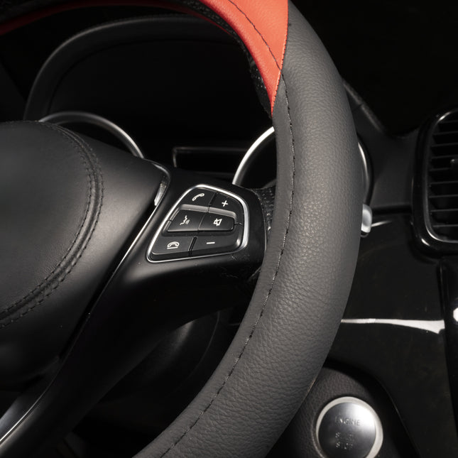 Steering Wheel Cover Faux Leather – Universal 14.5 to 15 Inch Fit for Cars, SUVs (7414)