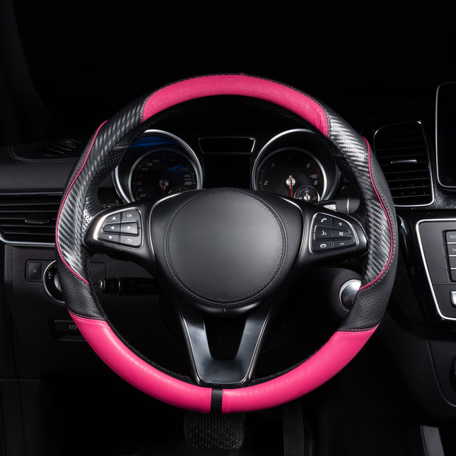 Premium Faux Leather Steering Wheel Cover – Universal 14.5 to 15 Inch Fit for Cars, SUVs (7685)