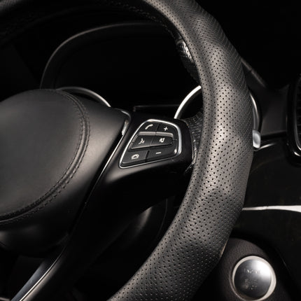 Premium Faux Leather Steering Wheel Cover – Universal 14.5 to 15 Inch Fit for Cars, SUVs (8571)