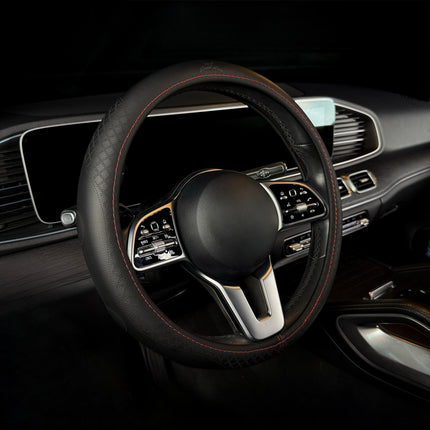 Premium Faux Leather Steering Wheel Cover – Universal 14.5 to 15 Inch Fit for Cars, SUVs (9283)