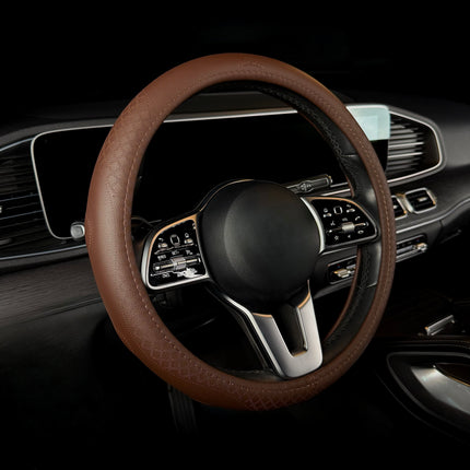 Premium Faux Leather Steering Wheel Cover – Universal 14.5 to 15 Inch Fit for Cars, SUVs (9283)
