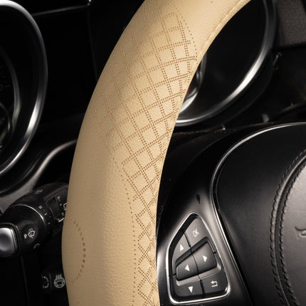 Premium Faux Leather Steering Wheel Cover – Universal 14.5 to 15 Inch Fit for Cars, SUVs (9283)