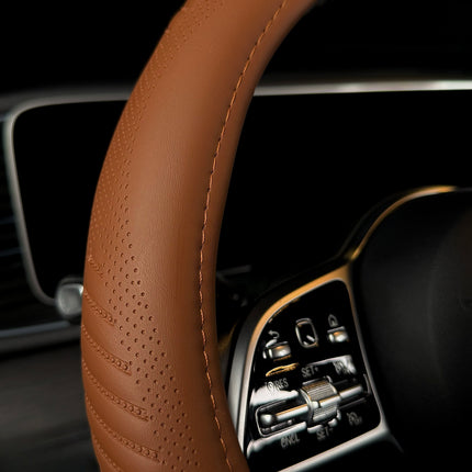Premium Faux Leather Steering Wheel Cover – Universal 14.5 to 15 Inch Fit for Cars, SUVs (9356)