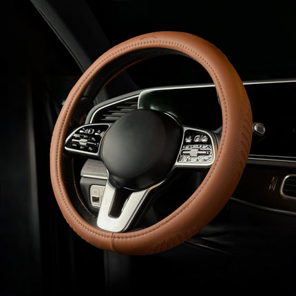 Premium Faux Leather Steering Wheel Cover – Universal 14.5 to 15 Inch Fit for Cars, SUVs (9356)