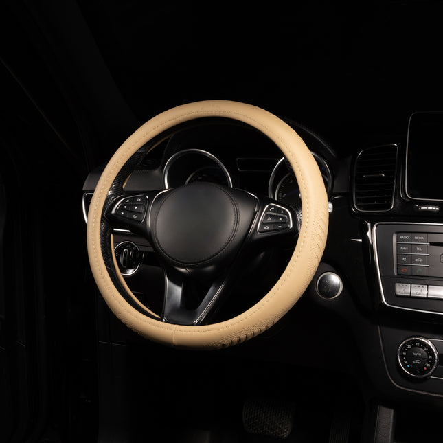 Premium Faux Leather Steering Wheel Cover – Universal 14.5 to 15 Inch Fit for Cars, SUVs (9356)