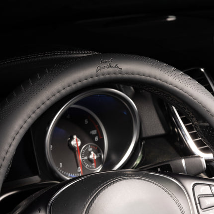 Premium Faux Leather Steering Wheel Cover – Universal 14.5 to 15 Inch Fit for Cars, SUVs (9356)