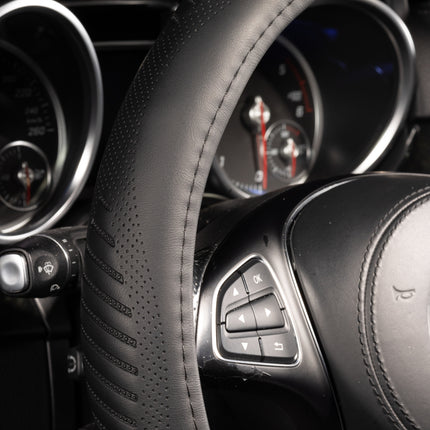 Premium Faux Leather Steering Wheel Cover – Universal 14.5 to 15 Inch Fit for Cars, SUVs (9356)