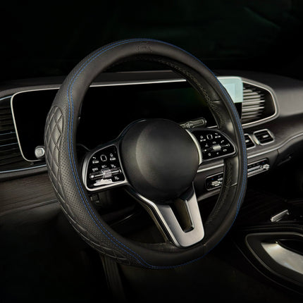 Premium Faux Leather Steering Wheel Cover – Universal 14.5 to 15 Inch Fit for Cars, SUVs (9366)