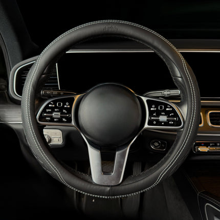 Premium Faux Leather Steering Wheel Cover – Universal 14.5 to 15 Inch Fit for Cars, SUVs (9366)