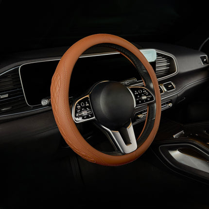 Premium Faux Leather Steering Wheel Cover – Universal 14.5 to 15 Inch Fit for Cars, SUVs (9366)