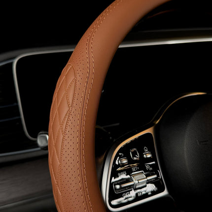 Premium Faux Leather Steering Wheel Cover – Universal 14.5 to 15 Inch Fit for Cars, SUVs (9366)