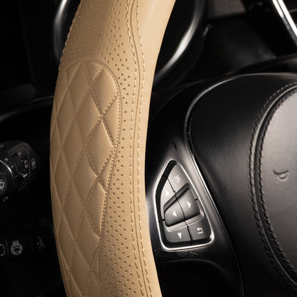 Premium Faux Leather Steering Wheel Cover – Universal 14.5 to 15 Inch Fit for Cars, SUVs (9366)