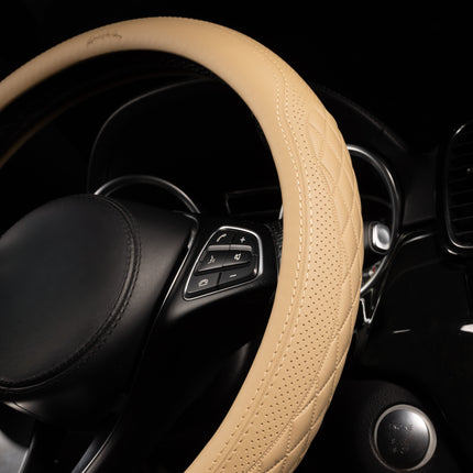 Premium Faux Leather Steering Wheel Cover – Universal 14.5 to 15 Inch Fit for Cars, SUVs (9366)