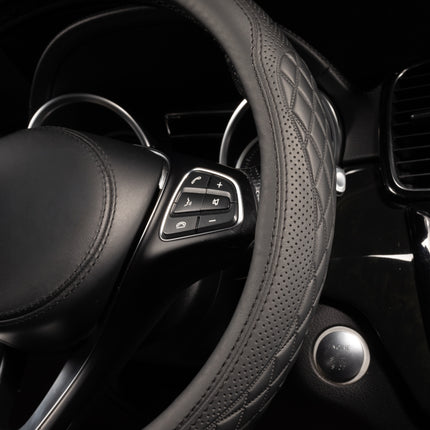 Premium Faux Leather Steering Wheel Cover – Universal 14.5 to 15 Inch Fit for Cars, SUVs (9366)