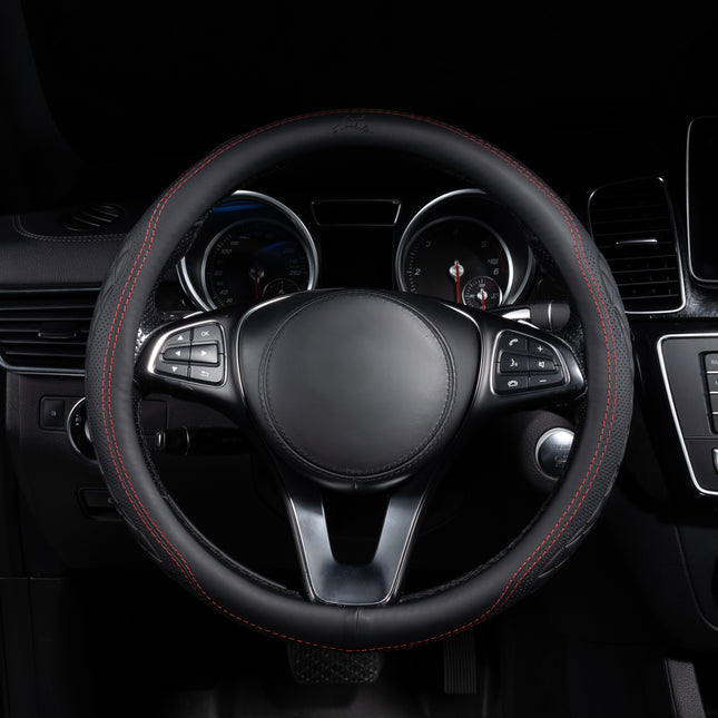 Premium Faux Leather Steering Wheel Cover – Universal 14.5 to 15 Inch Fit for Cars, SUVs (9366)