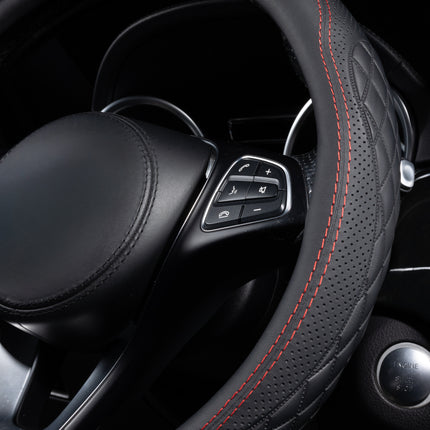 Premium Faux Leather Steering Wheel Cover – Universal 14.5 to 15 Inch Fit for Cars, SUVs (9366)
