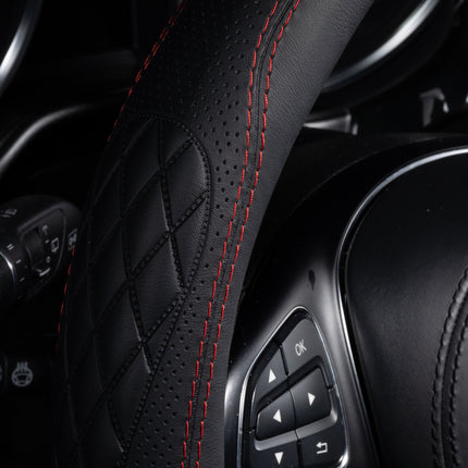 Premium Faux Leather Steering Wheel Cover – Universal 14.5 to 15 Inch Fit for Cars, SUVs (9366)