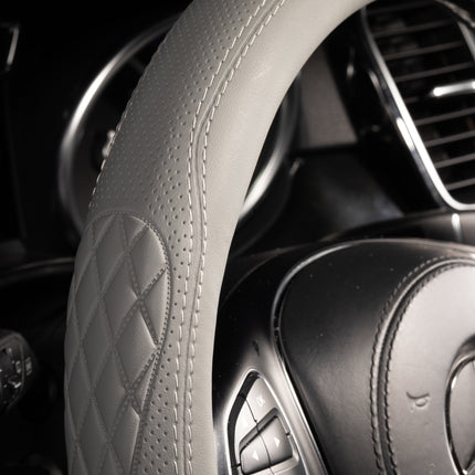 Premium Faux Leather Steering Wheel Cover – Universal 14.5 to 15 Inch Fit for Cars, SUVs (9366)